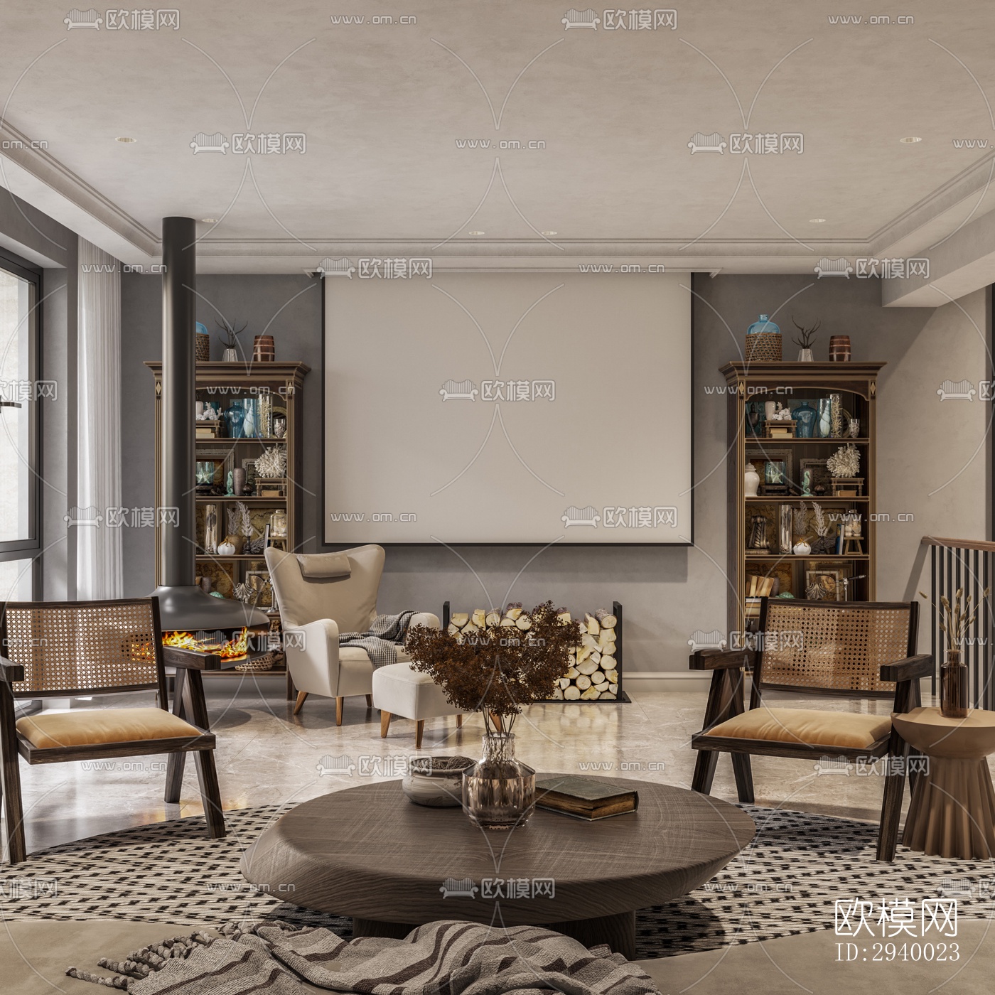 侘寂平层效果图下载（渲染图9）