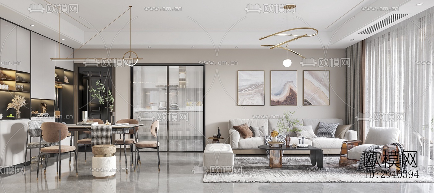 现代平层效果图下载（渲染图1）