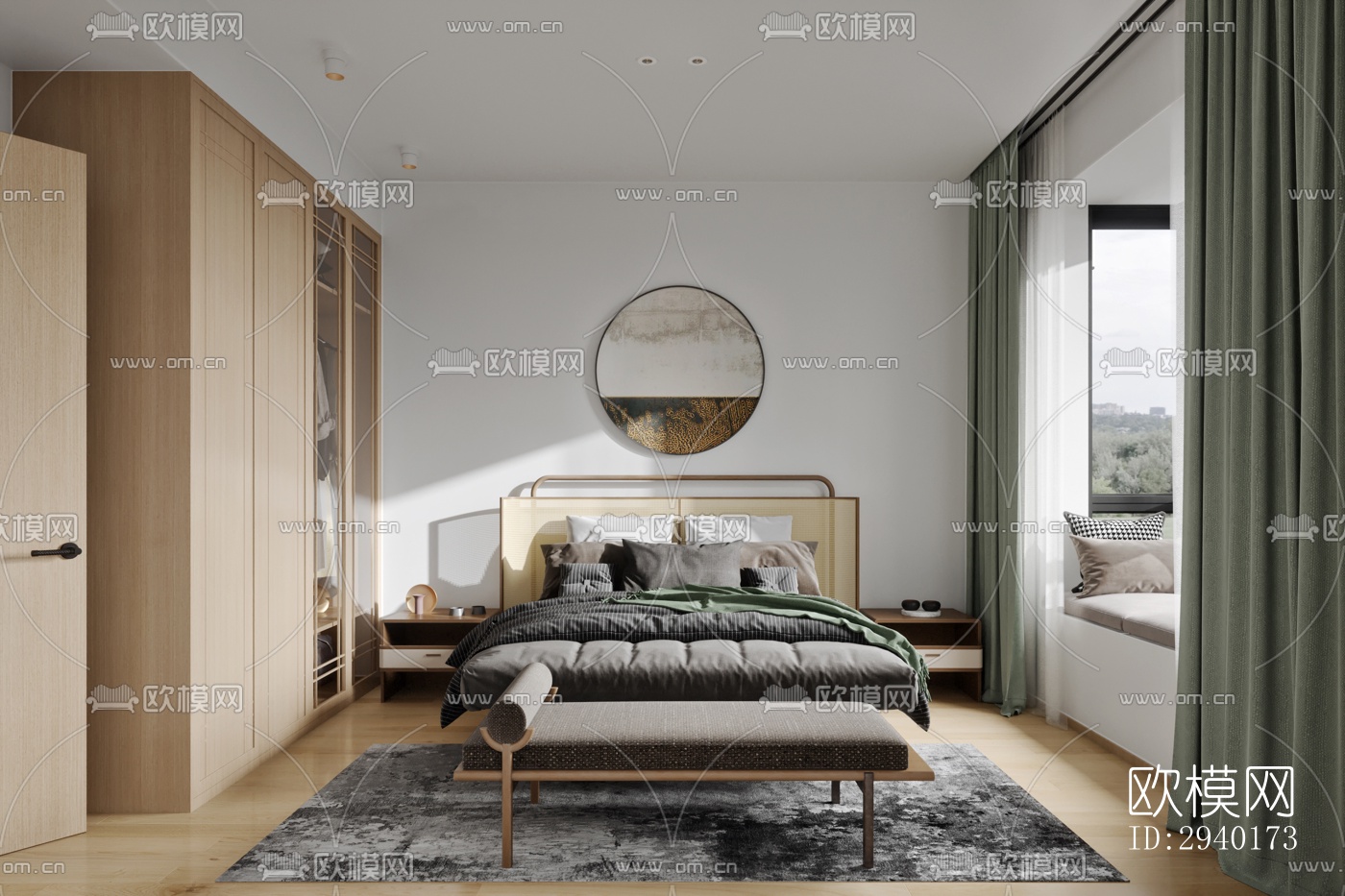 新中式平层效果图下载（渲染图16）