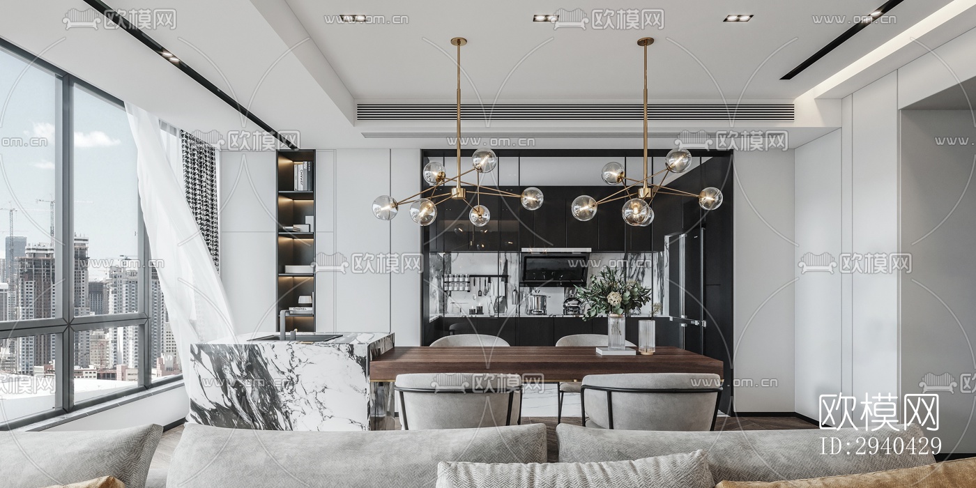 现代平层效果图下载（渲染图5）