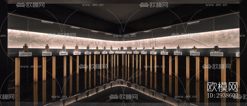 新中式展览展厅效果图下载(渲染图10)