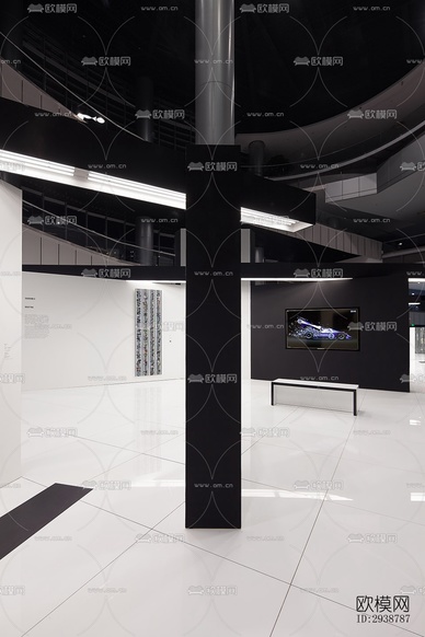 高级灰展览展厅效果图下载(渲染图5)