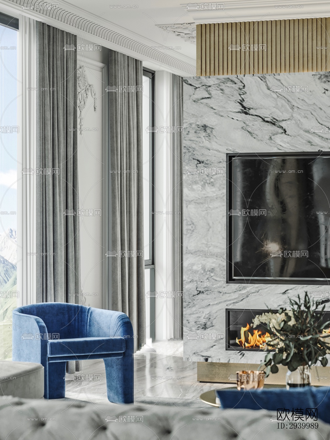 美式复式效果图下载（渲染图11）