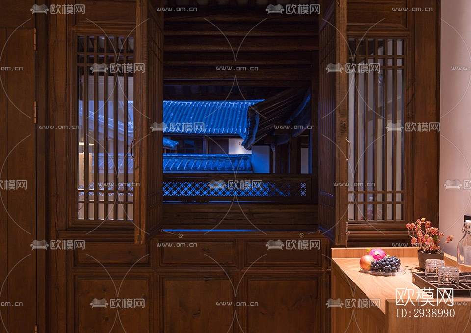 中式酒店民宿效果图下载（渲染图7）