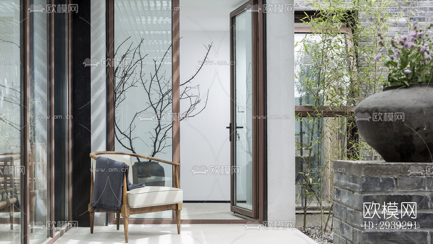 新中式酒店民宿效果图下载（渲染图7）