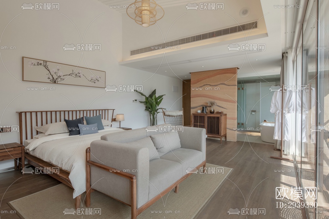 新中式酒店民宿效果图下载（渲染图4）