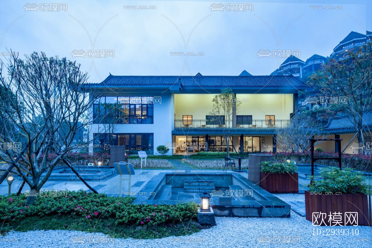 新中式酒店民宿效果图下载（渲染图2）