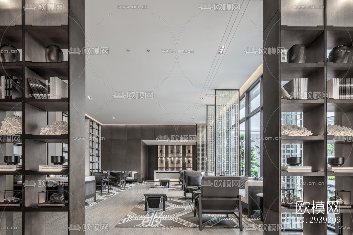 新中式酒店民宿效果图下载（渲染图2）