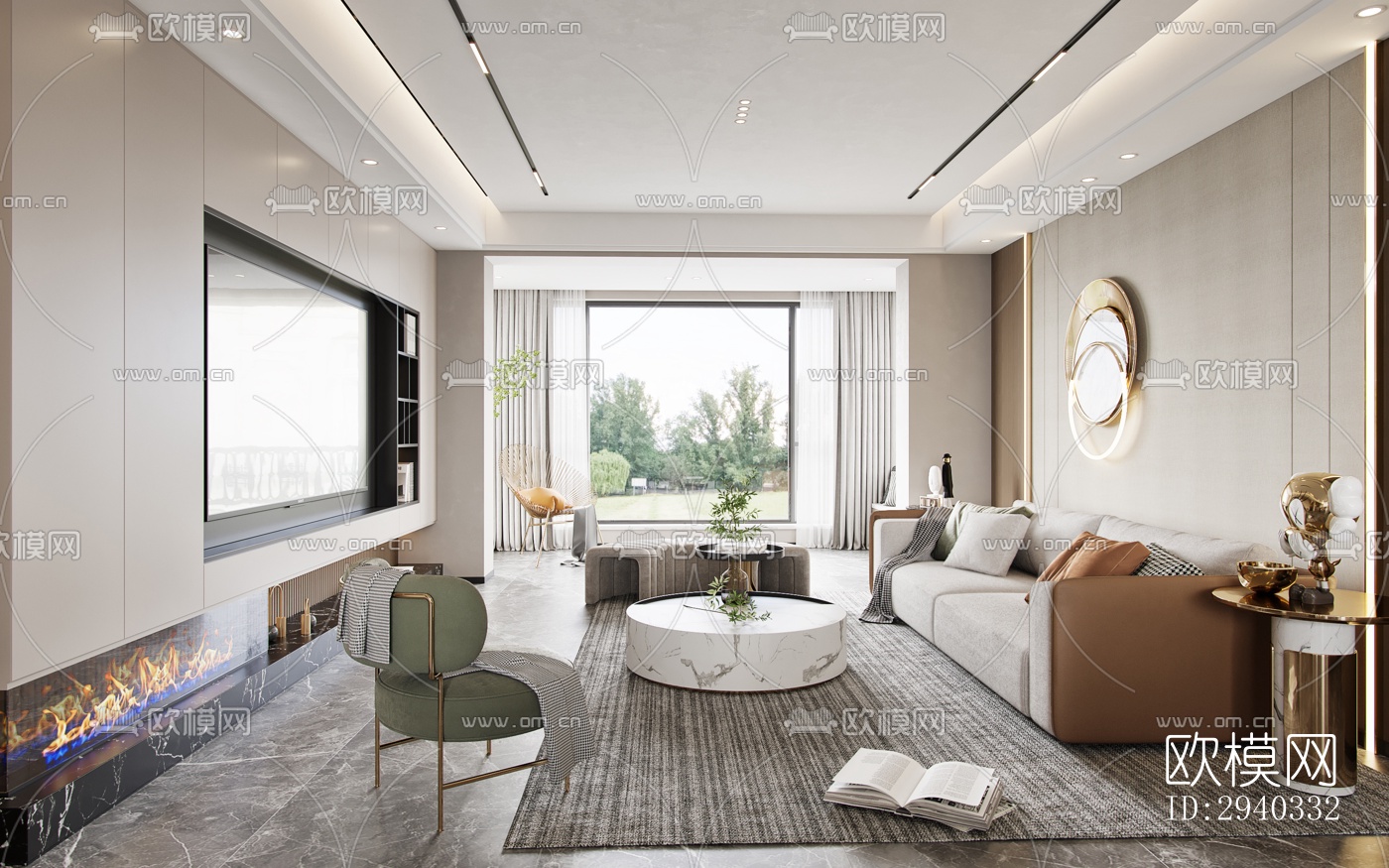 现代平层效果图下载（渲染图9）