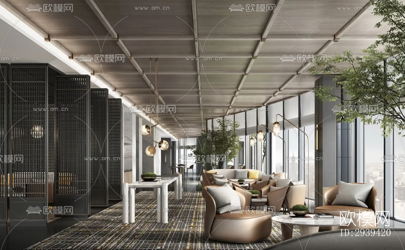 新中式酒店民宿效果图下载（渲染图15）