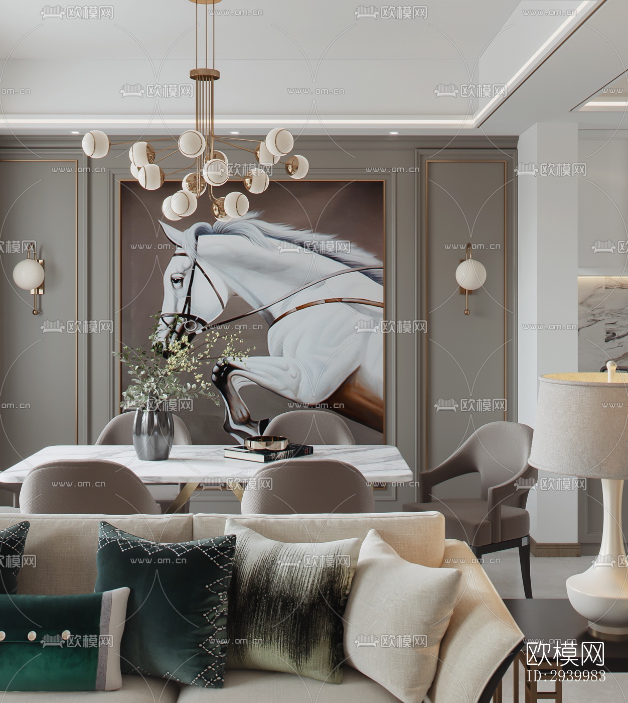 美式复式效果图下载（渲染图5）