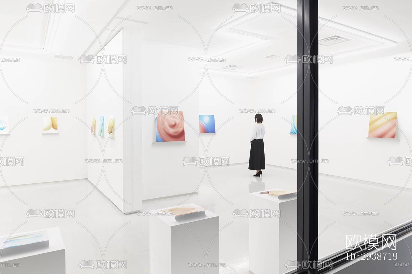 现代展览展厅效果图下载（渲染图1）