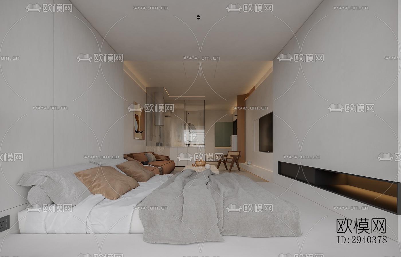 现代平层效果图下载（渲染图10）