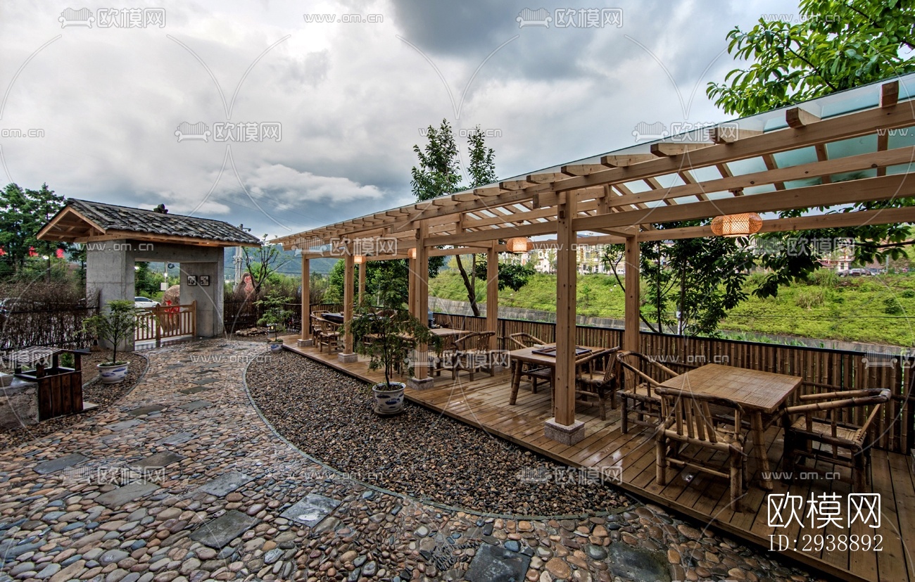 中式酒店民宿效果图下载（渲染图6）