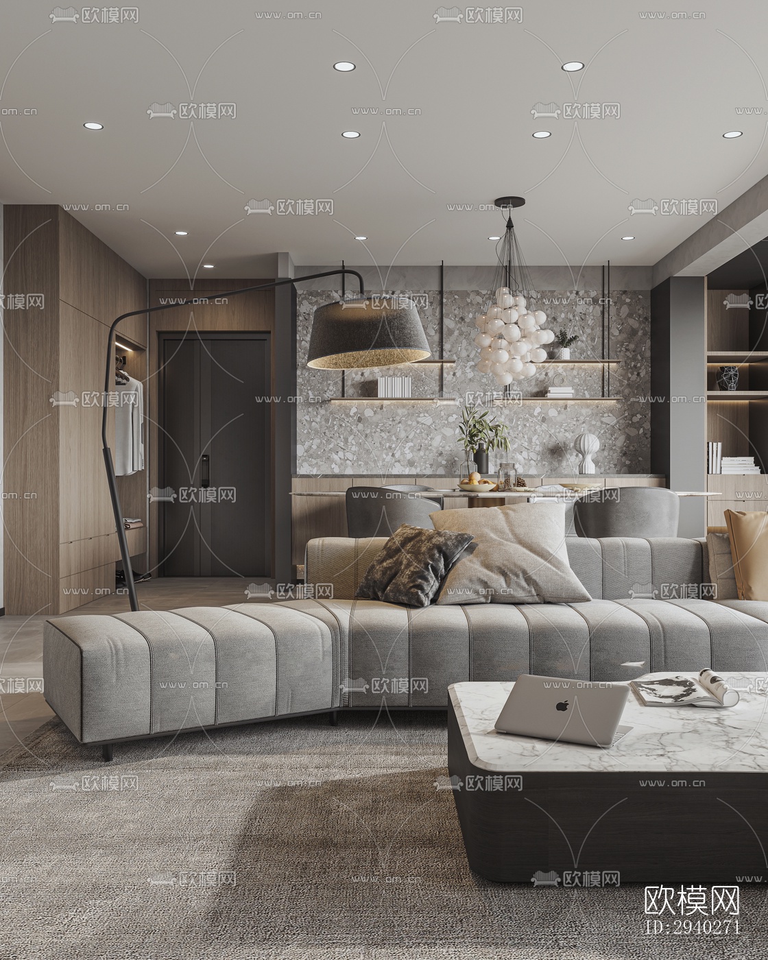 现代平层效果图下载（渲染图10）