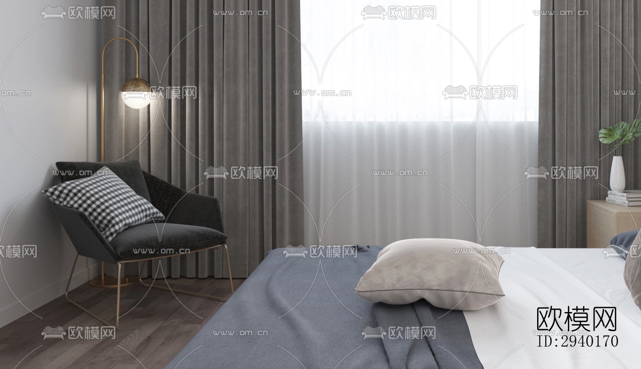 新中式平层效果图下载（渲染图3）