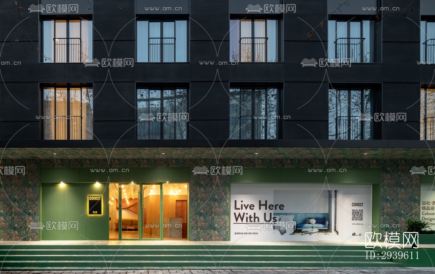 现代酒店民宿效果图下载（渲染图1）