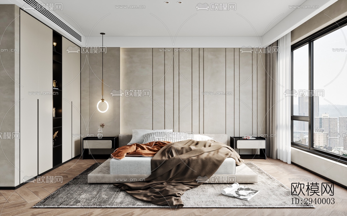 侘寂平层效果图下载（渲染图3）