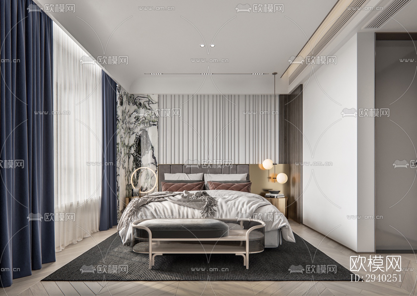 法式平层效果图下载（渲染图18）