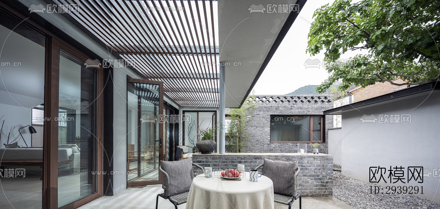 新中式酒店民宿效果图下载（渲染图5）