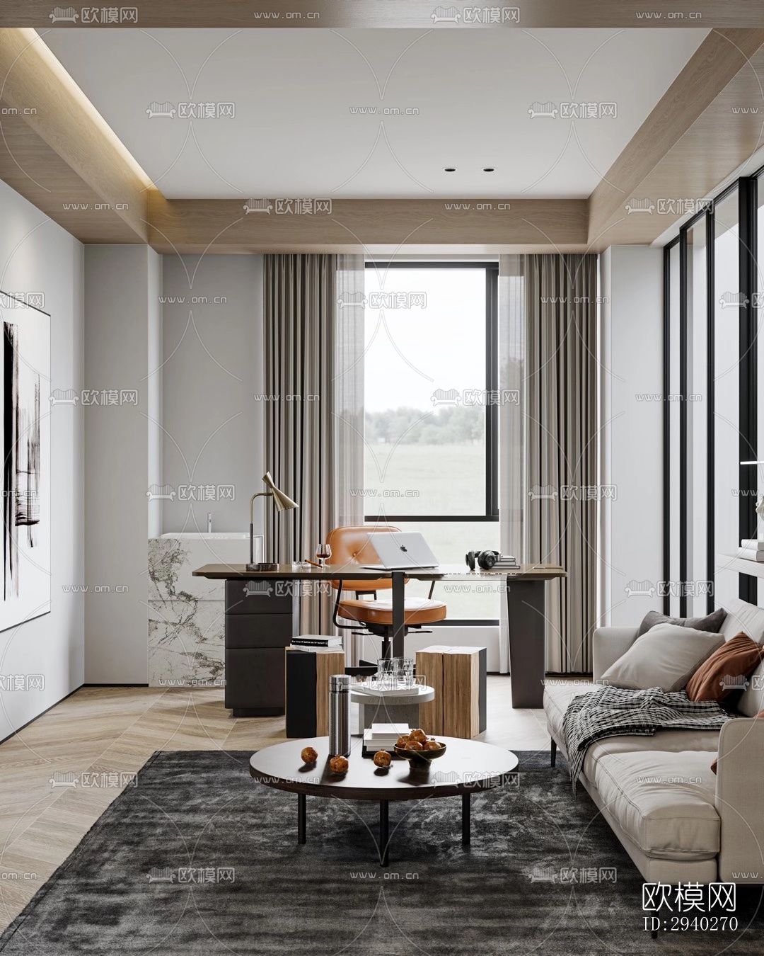 现代平层效果图下载（渲染图9）