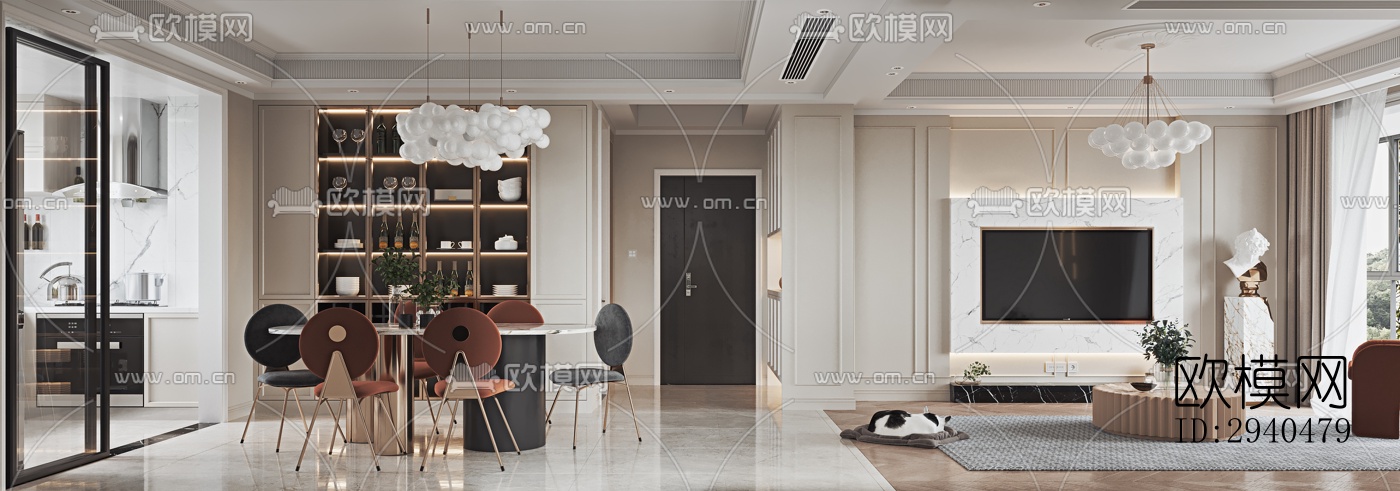 美式平层效果图下载（渲染图8）