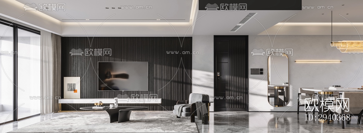 现代平层效果图下载（渲染图7）