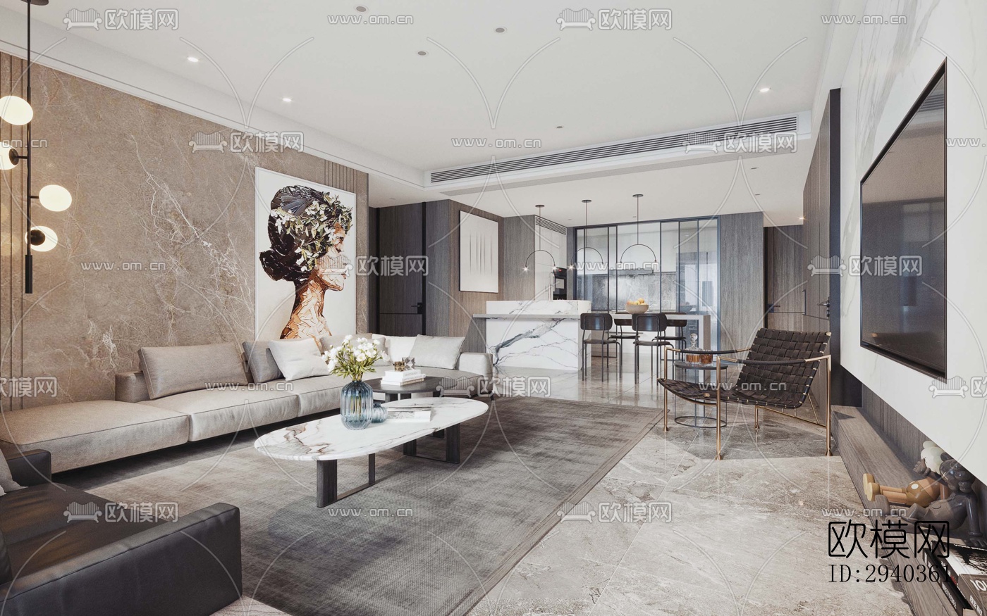 现代平层效果图下载（渲染图5）