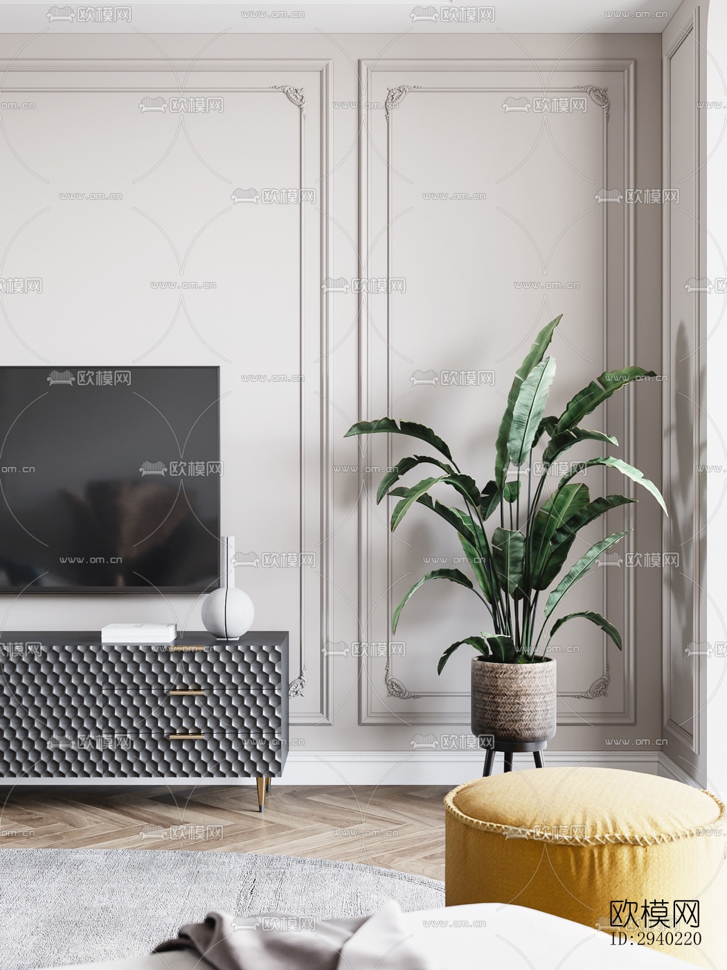 欧式平层效果图下载（渲染图4）