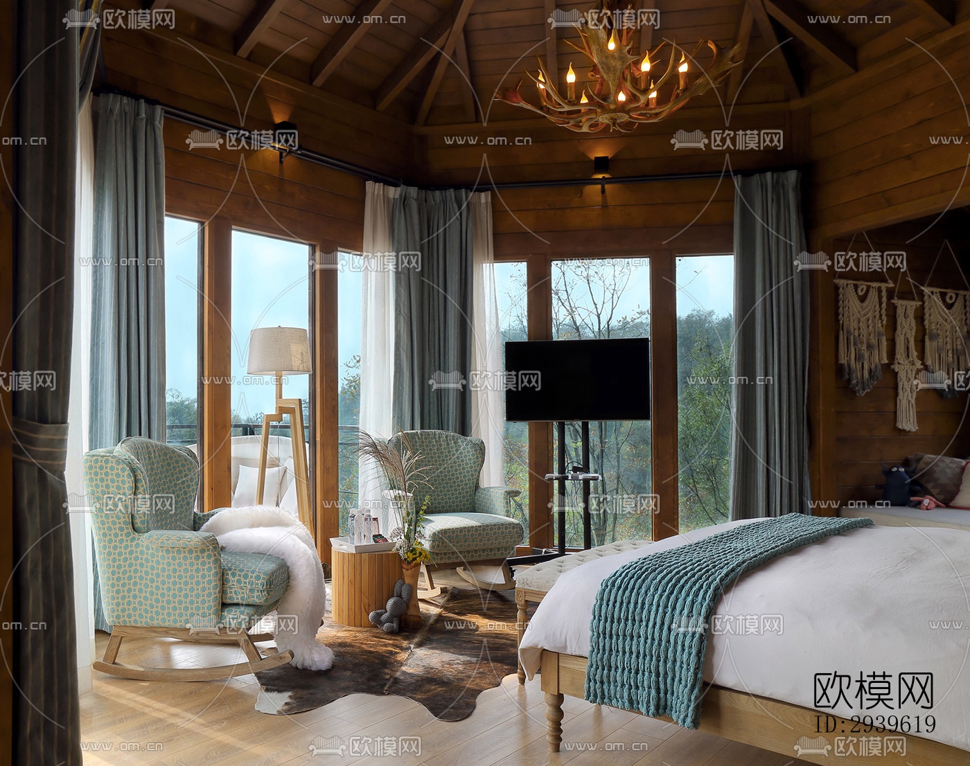 美式酒店民宿效果图下载（渲染图5）