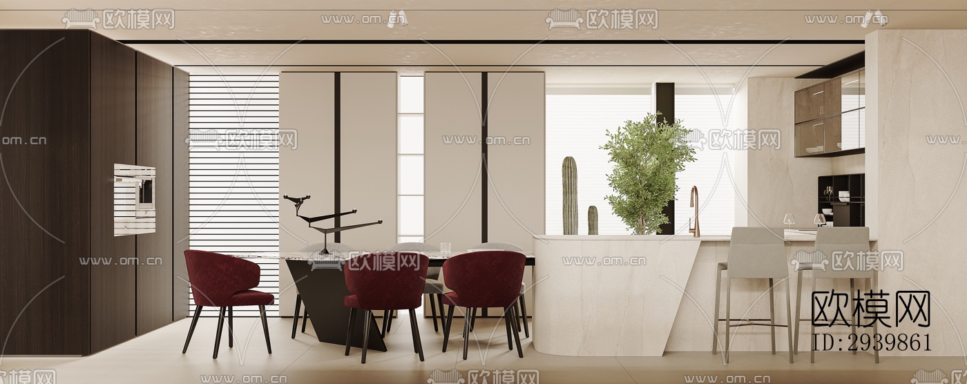 奶油风别墅效果图下载（渲染图9）