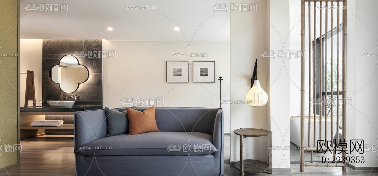 新中式酒店民宿效果图下载（渲染图11）