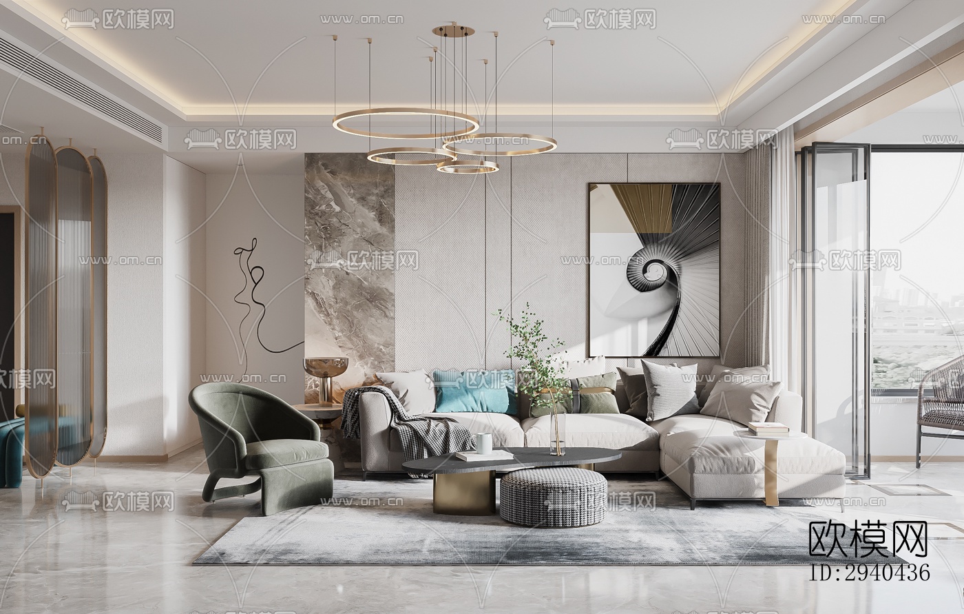 现代平层效果图下载（渲染图13）