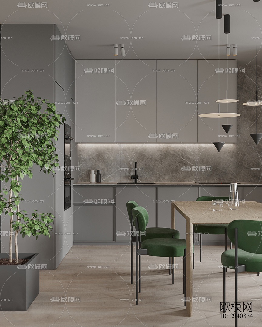 现代平层效果图下载（渲染图3）