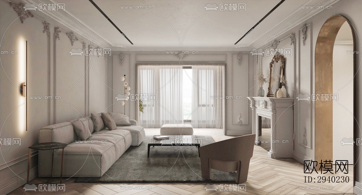 法式平层效果图下载（渲染图5）