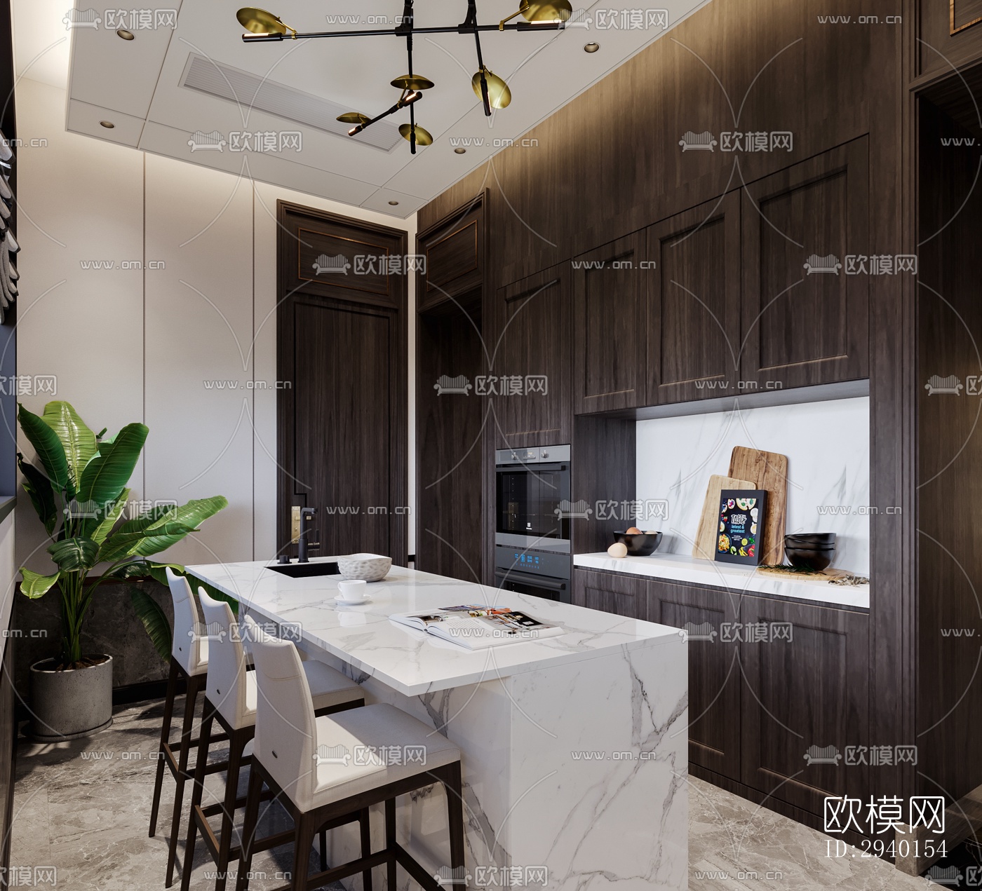 新中式平层效果图下载（渲染图12）