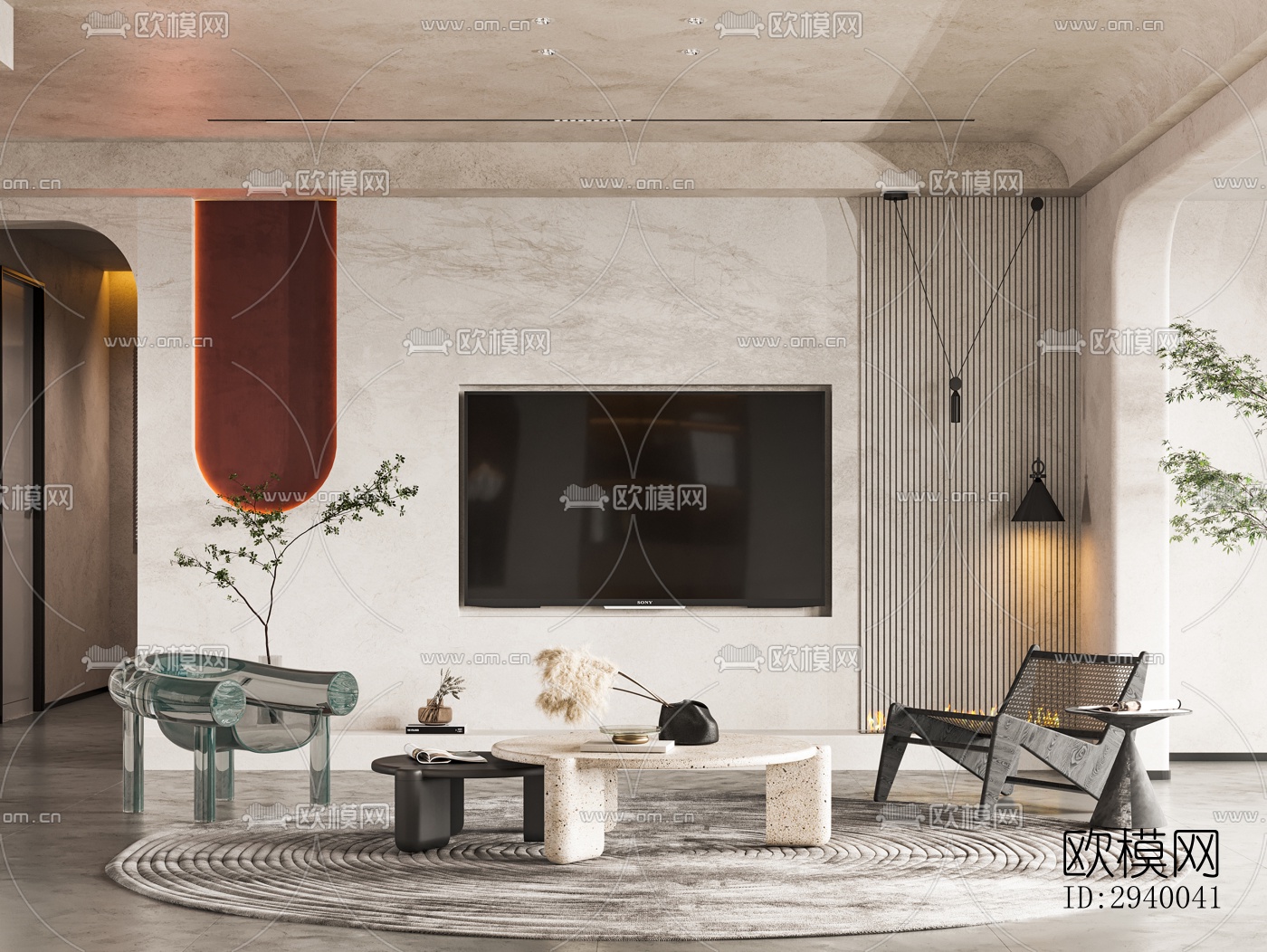 侘寂平层效果图下载（渲染图3）