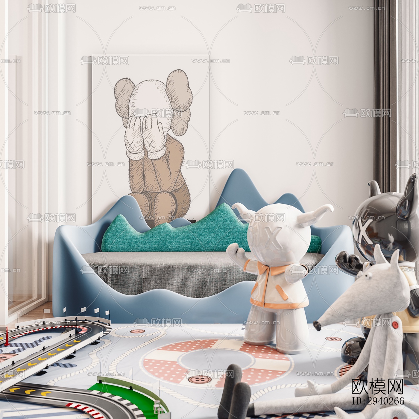 现代平层效果图下载（渲染图2）