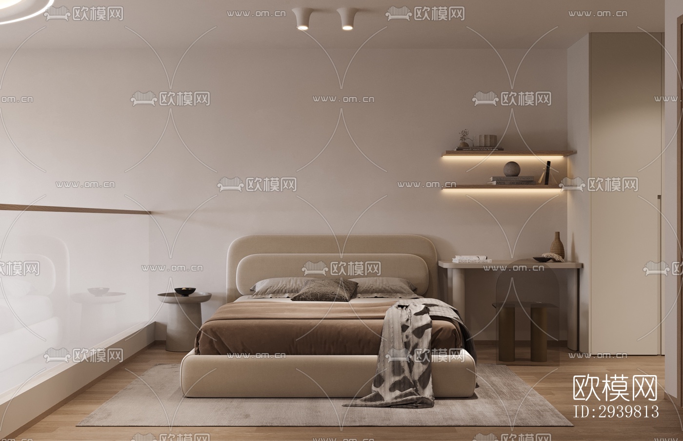 奶油风公寓效果图下载（渲染图4）