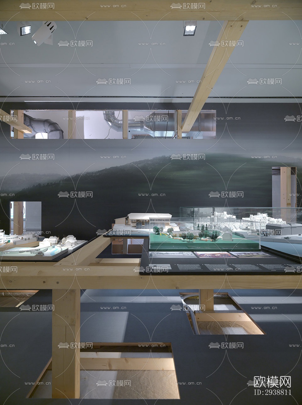 高级灰展览展厅效果图下载（渲染图6）