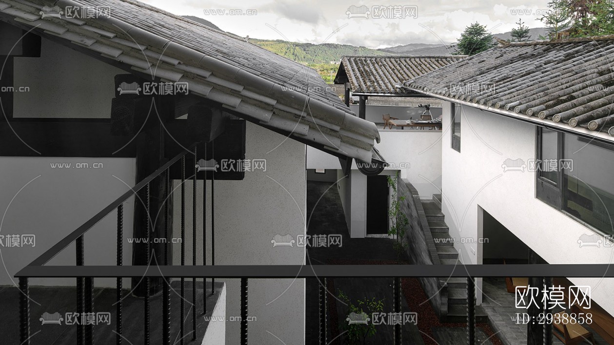 中式酒店民宿效果图下载（渲染图11）