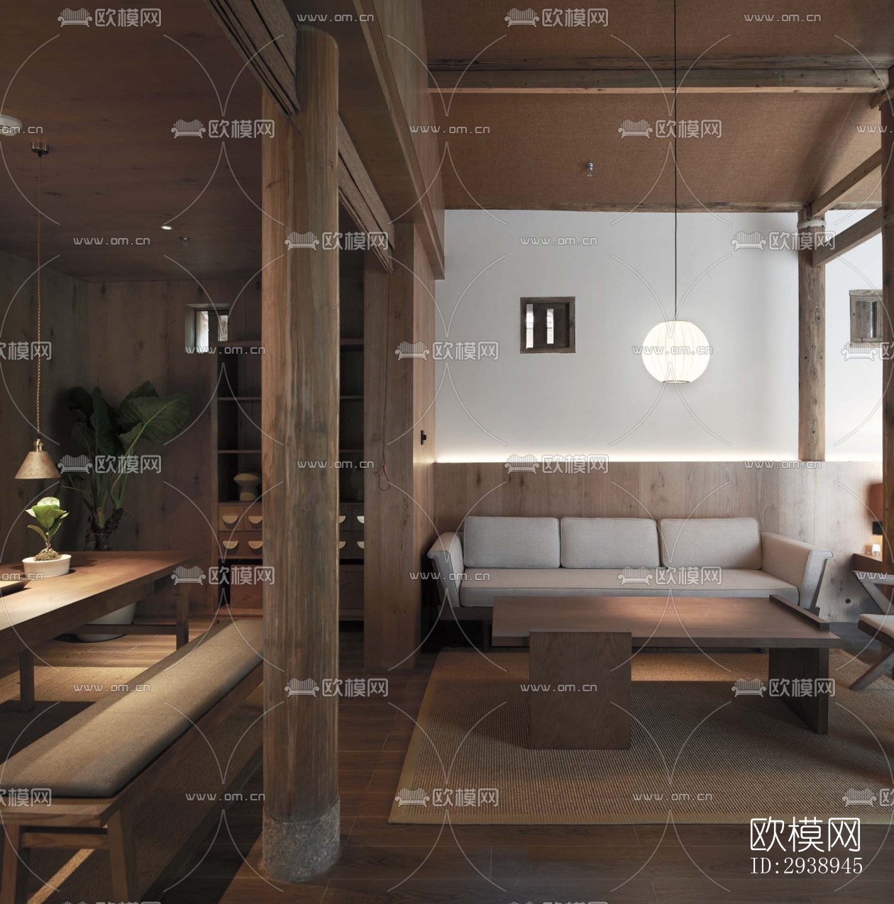 中式酒店民宿效果图下载（渲染图10）