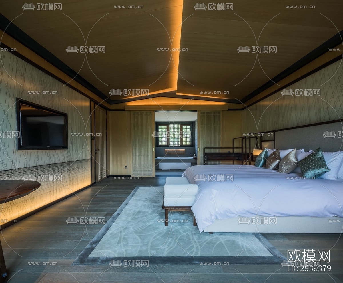 新中式酒店民宿效果图下载（渲染图10）