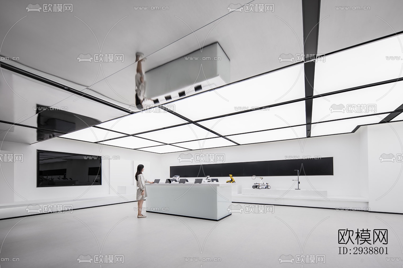 高级灰展览展厅效果图下载（渲染图12）