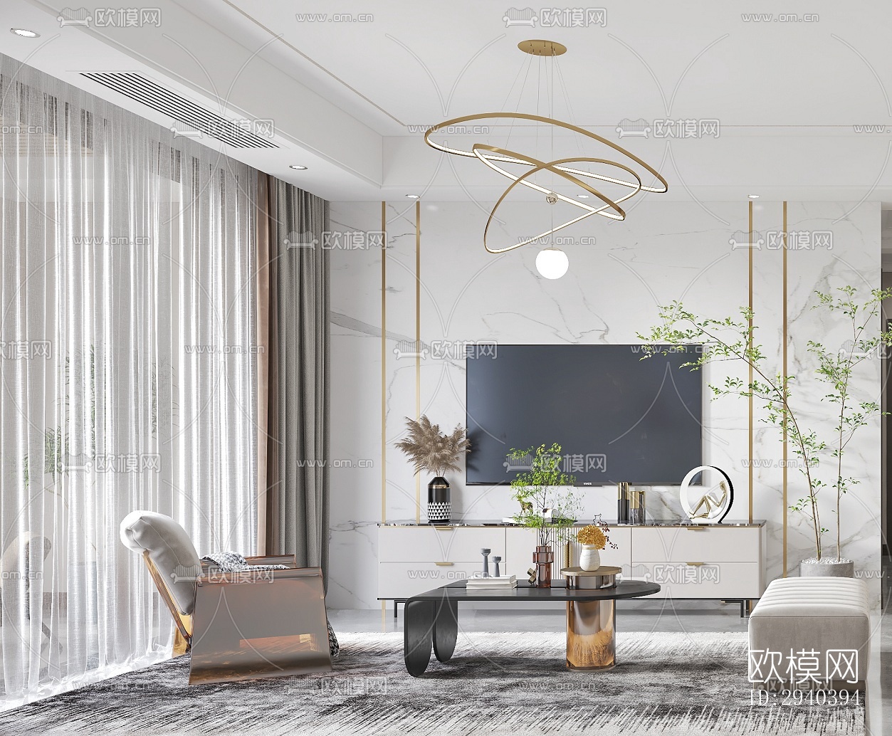 现代平层效果图下载（渲染图5）