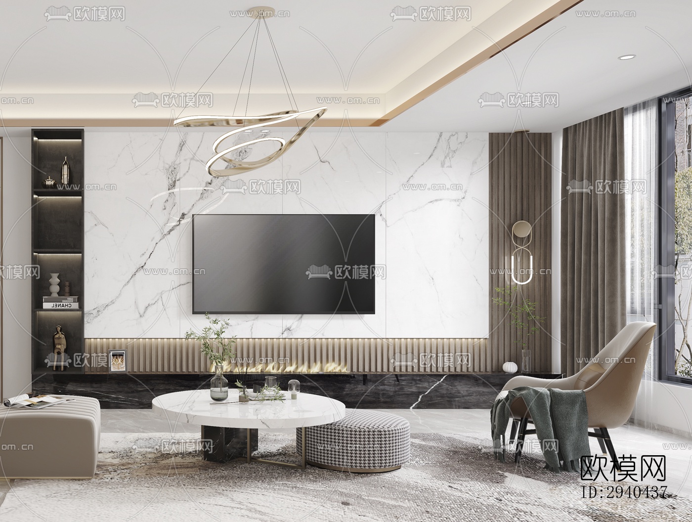 现代平层效果图下载（渲染图4）