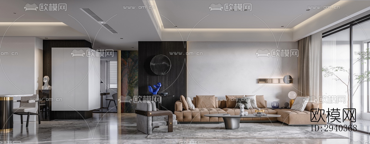 现代平层效果图下载（渲染图9）