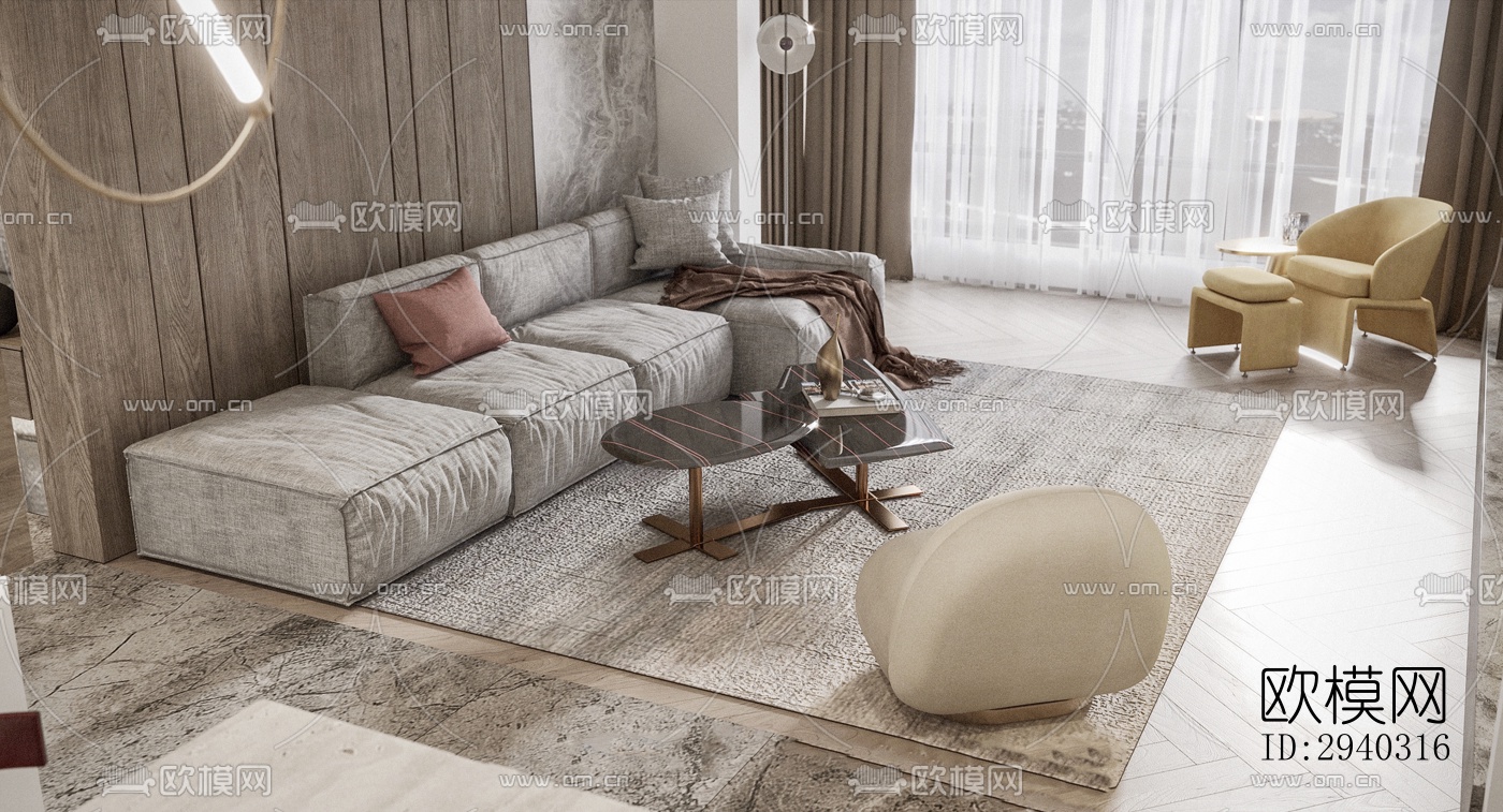 现代平层效果图下载（渲染图2）