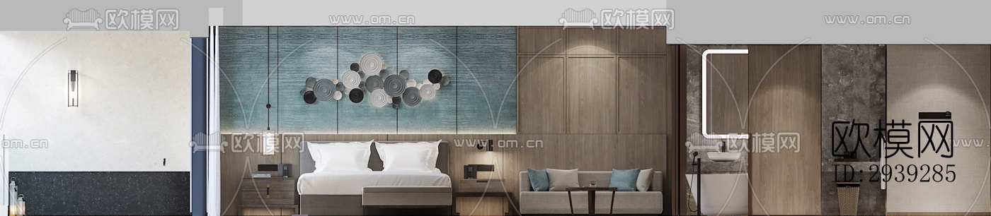 新中式酒店民宿效果图下载（渲染图11）