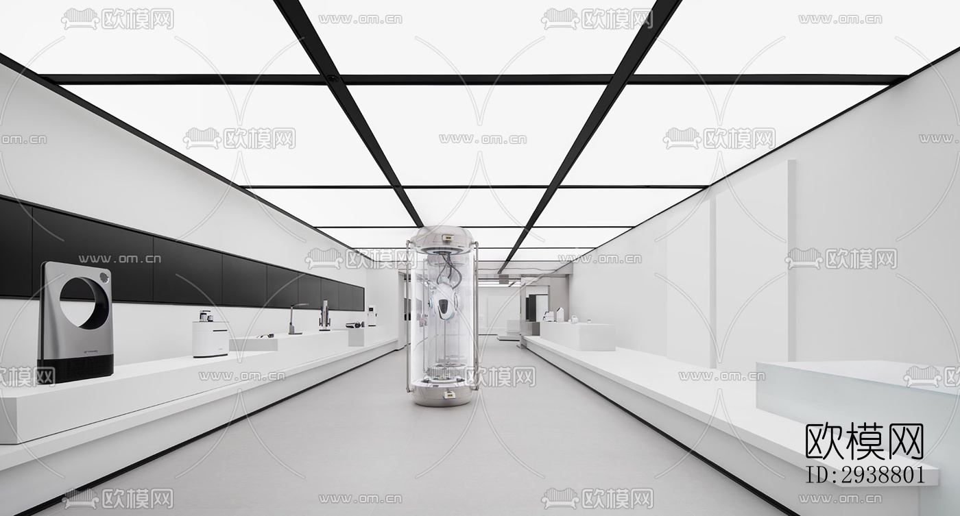 高级灰展览展厅效果图下载（渲染图7）